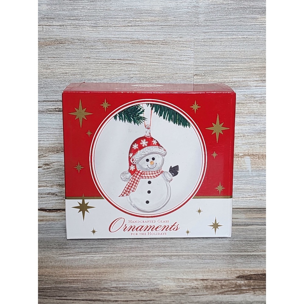 Glass Baron Snowman Buttons Glass Christmas Ornament W3 376-B Handcrafted Hat